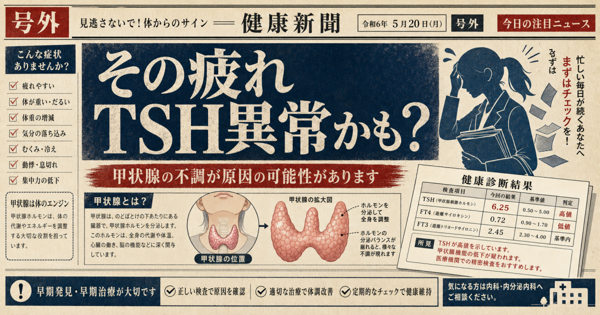 その疲れはTSH異常?何科を受診すべきか忙しい女性向けに解説