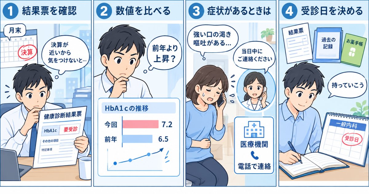 健診でHbA1cが要受診｜症状がなくてもいつ内科へ？専門科の選び方