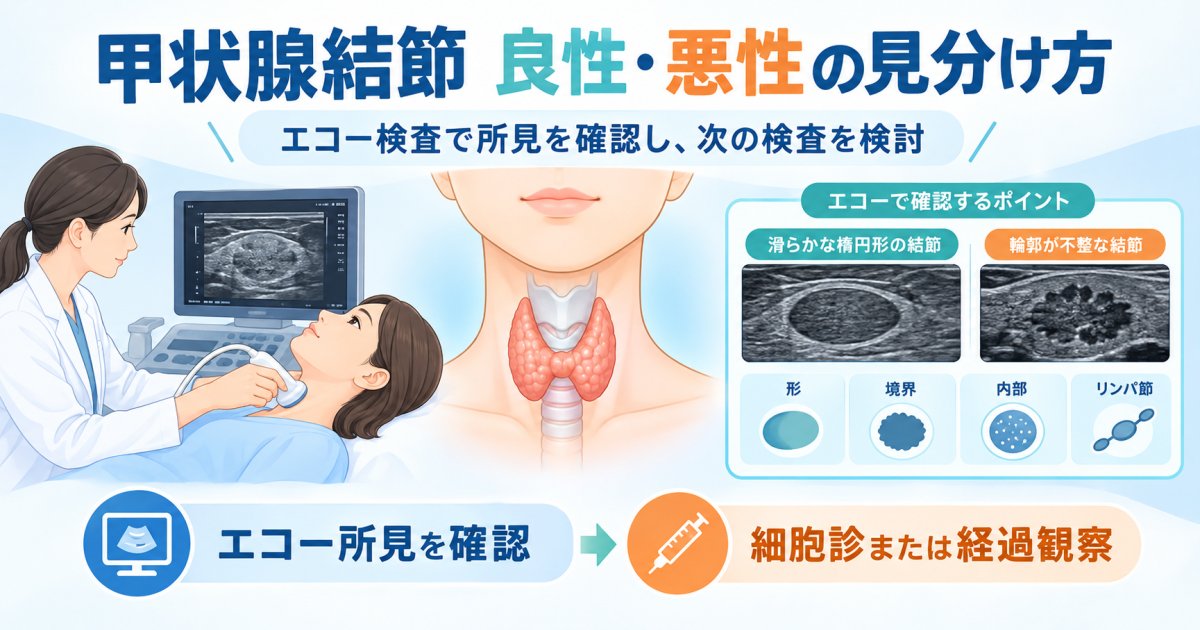 甲状腺結節の良性と悪性の違いやエコー検査で見分ける流れ
