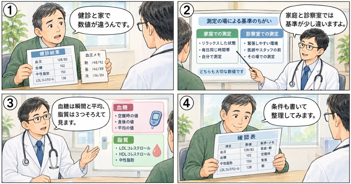 健診票と家庭の記録では、どの項目をどんな目安で確認すればいい?